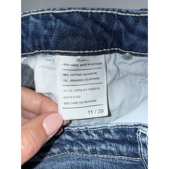 Kancan Jean Shorts Raw Hem Denim Cutoff Blue Distressed Edgy Festival Chic 11/29 - Picture 15 of 15